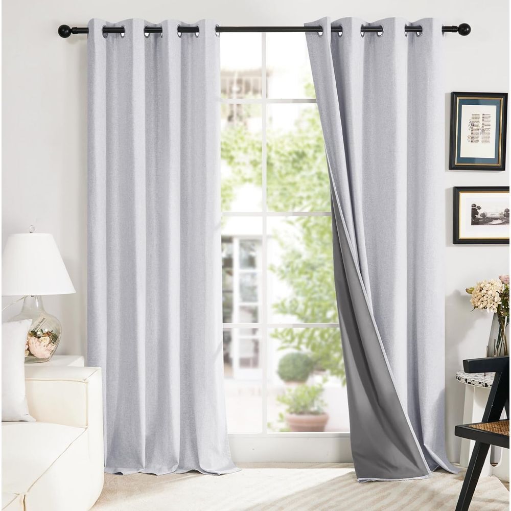 Blackout Grommet Curtains  Bedroom‎ and Living Room,Light Grey,52x95 in 2 Panels